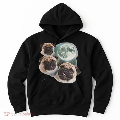 Funny Pug 3 Pug Moon Dog Lovers Three Space Canines Hoodie