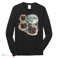 Funny Pug 3 Pug Moon Dog Lovers Three Space Canines Long Sleeve Shirt thumb 0