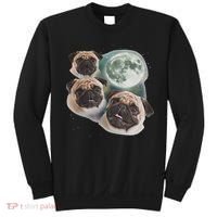 Funny Pug 3 Pug Moon Dog Lovers Three Space Canines Sweatshirt thumb 0
