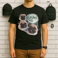 Funny Pug 3 Pug Moon Dog Lovers Three Space Canines T-Shirt thumb 6