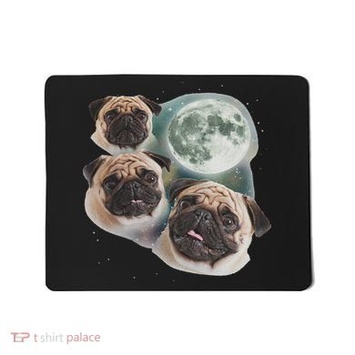 Funny Pug 3 Pug Moon Dog Lovers Three Space Canines Mousepad