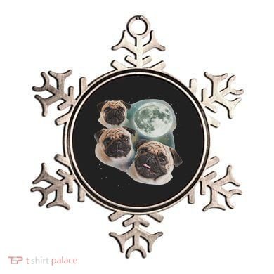 Funny Pug 3 Pug Moon Dog Lovers Three Space Canines Ornament