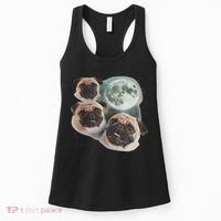 Funny Pug 3 Pug Moon Dog Lovers Three Space Canines Women's Tank Top thumb 0