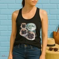Funny Pug 3 Pug Moon Dog Lovers Three Space Canines Women's Tank Top thumb 2