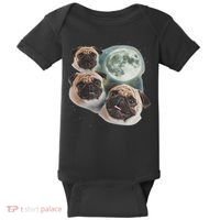 Funny Pug 3 Pug Moon Dog Lovers Three Space Canines Baby Bodysuit thumb 0