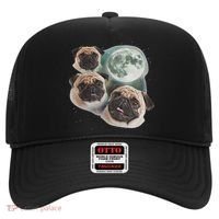 Funny Pug 3 Pug Moon Dog Lovers Three Space Canines Hat thumb 0