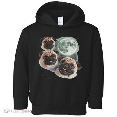 Funny Pug 3 Pug Moon Dog Lovers Three Space Canines Toddler Hoodie