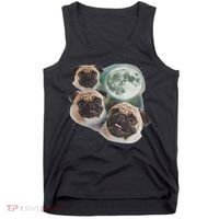 Funny Pug 3 Pug Moon Dog Lovers Three Space Canines Tank Top thumb 0
