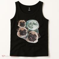 Funny Pug 3 Pug Moon Dog Lovers Three Space Canines Tank Top thumb 2
