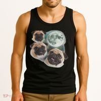 Funny Pug 3 Pug Moon Dog Lovers Three Space Canines Tank Top thumb 3