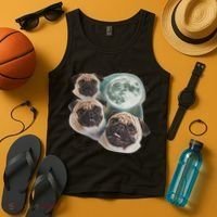 Funny Pug 3 Pug Moon Dog Lovers Three Space Canines Tank Top thumb 4