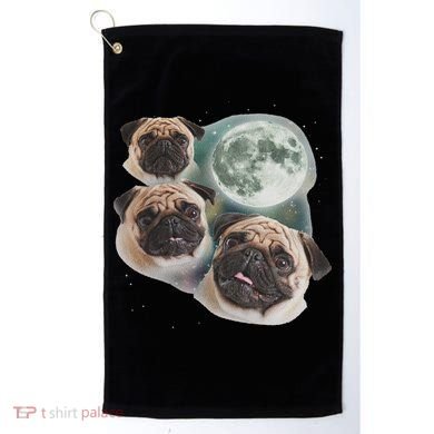 Funny Pug 3 Pug Moon Dog Lovers Three Space Canines Golf Towel