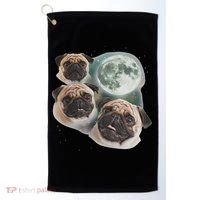 Funny Pug 3 Pug Moon Dog Lovers Three Space Canines Golf Towel thumb 0