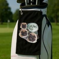 Funny Pug 3 Pug Moon Dog Lovers Three Space Canines Golf Towel thumb 2