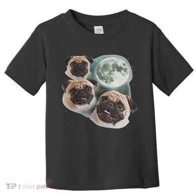 Funny Pug 3 Pug Moon Dog Lovers Three Space Canines Toddler T-Shirt