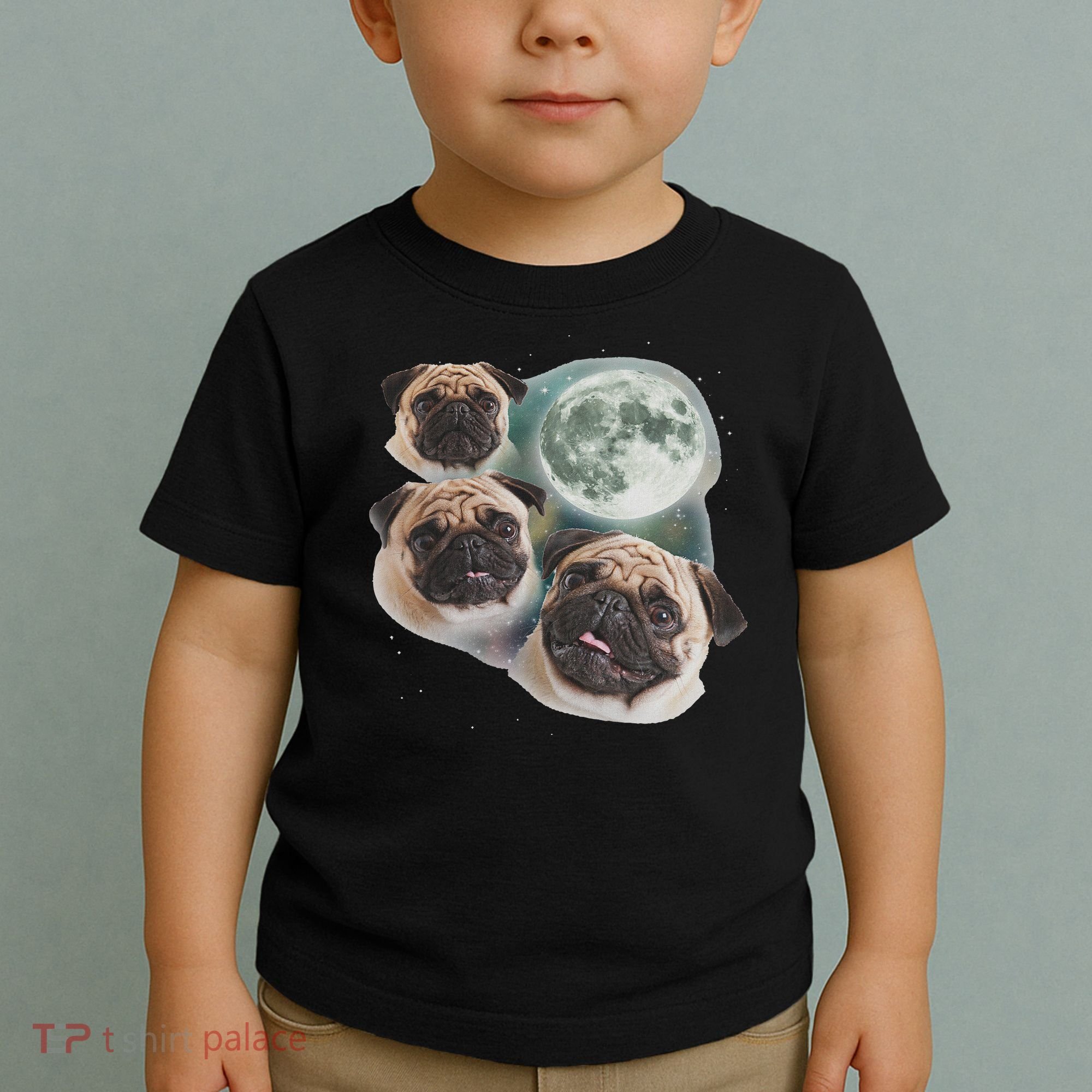 Funny Pug 3 Pug Moon Dog Lovers Three Space Canines Toddler T-Shirt
