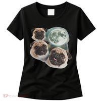 Funny Pug 3 Pug Moon Dog Lovers Three Space Canines Women's T-Shirt thumb 0
