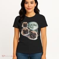 Funny Pug 3 Pug Moon Dog Lovers Three Space Canines Women's T-Shirt thumb 4