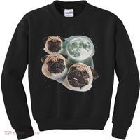 Funny Pug 3 Pug Moon Dog Lovers Three Space Canines Kids Sweatshirt thumb 0