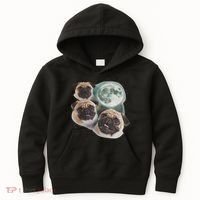 Funny Pug 3 Pug Moon Dog Lovers Three Space Canines Kids Hoodie thumb 0
