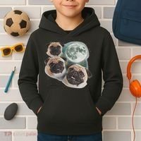Funny Pug 3 Pug Moon Dog Lovers Three Space Canines Kids Hoodie thumb 2