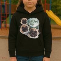 Funny Pug 3 Pug Moon Dog Lovers Three Space Canines Kids Hoodie thumb 3