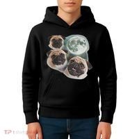 Funny Pug 3 Pug Moon Dog Lovers Three Space Canines Kids Hoodie thumb 4