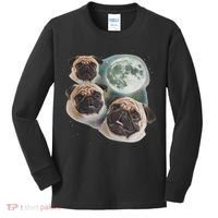 Funny Pug 3 Pug Moon Dog Lovers Three Space Canines Kids Long Sleeve Shirt thumb 0