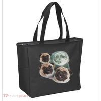 Funny Pug 3 Pug Moon Dog Lovers Three Space Canines Tote Bag thumb 2