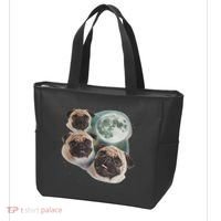 Funny Pug 3 Pug Moon Dog Lovers Three Space Canines Tote Bag thumb 3