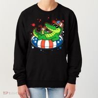 Funny Patriotic 4th Of July Alligator Crocodile Pool Float Tube Women's Sweatshirt thumb 0