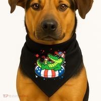 Funny Patriotic 4th Of July Alligator Crocodile Pool Float Tube USA-Made Doggie Bandana thumb 1