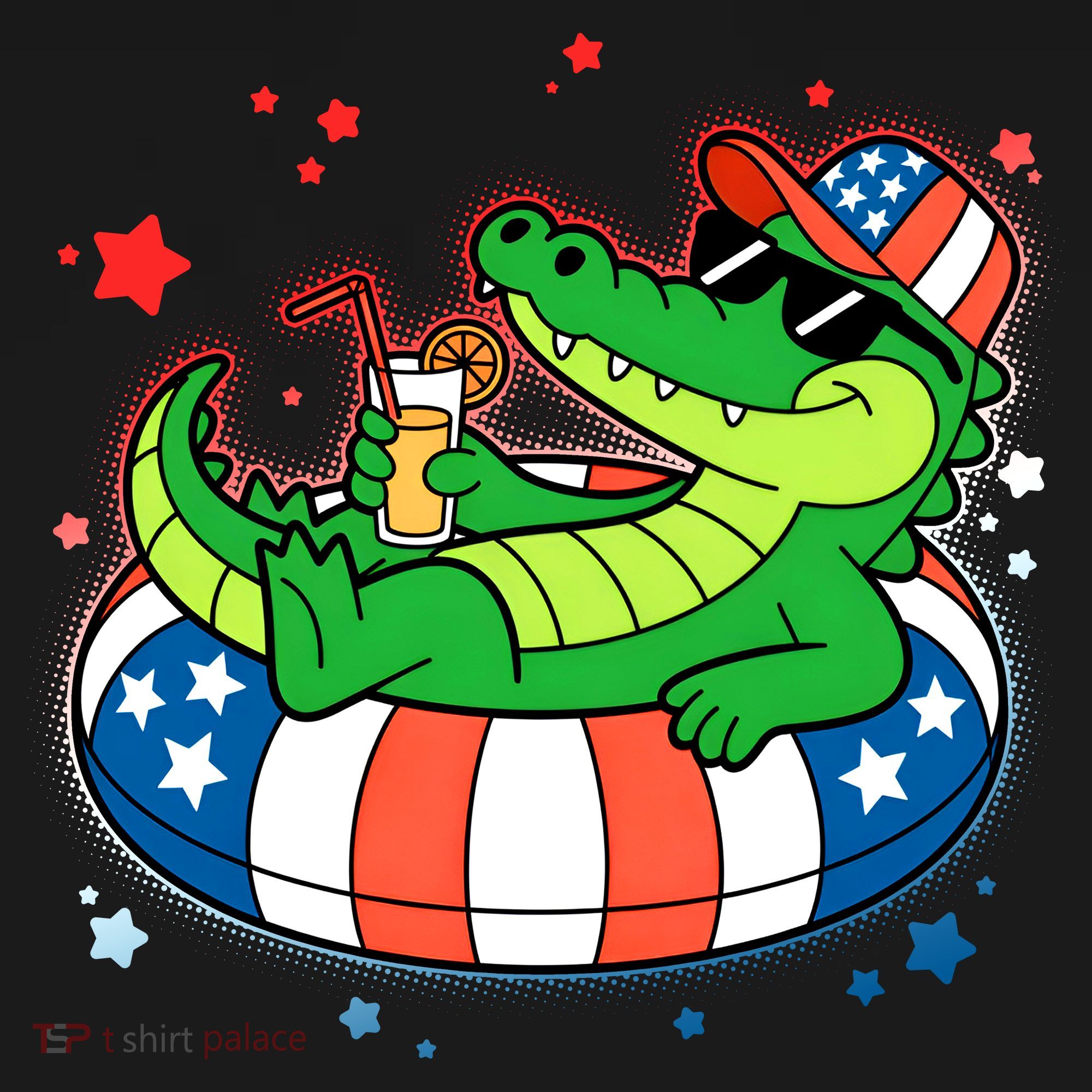 Funny Patriotic 4th Of July Alligator Crocodile Pool Float Tube Apron