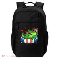 Funny Patriotic 4th Of July Alligator Crocodile Pool Float Tube Backpack thumb 0
