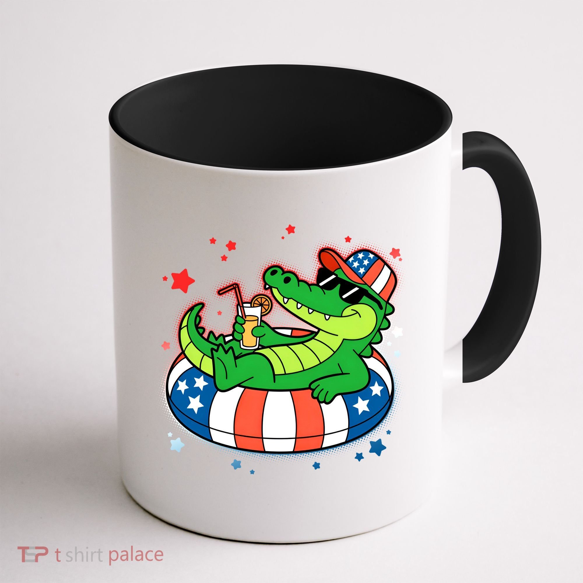 Funny Patriotic 4th Of July Alligator Crocodile Pool Float Tube Coffee Mug