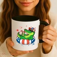 Funny Patriotic 4th Of July Alligator Crocodile Pool Float Tube Coffee Mug thumb 3