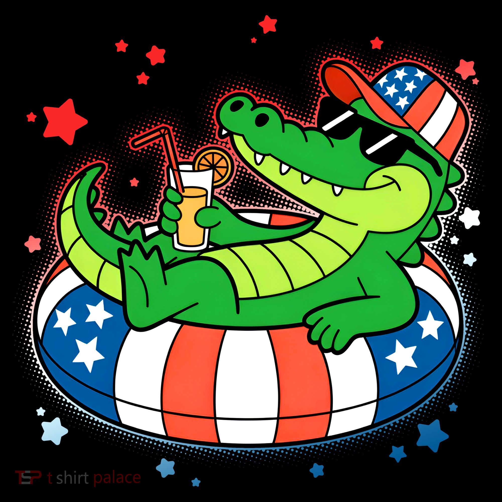 Funny Patriotic 4th Of July Alligator Crocodile Pool Float Tube Coffee Mug