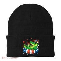 Funny Patriotic 4th Of July Alligator Crocodile Pool Float Tube Beanie thumb 0