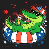 Funny Patriotic 4th Of July Alligator Crocodile Pool Float Tube Beanie thumb 2