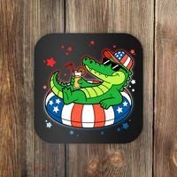 Funny Patriotic 4th Of July Alligator Crocodile Pool Float Tube Coaster thumb 0