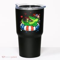 Funny Patriotic 4th Of July Alligator Crocodile Pool Float Tube Tumbler thumb 0
