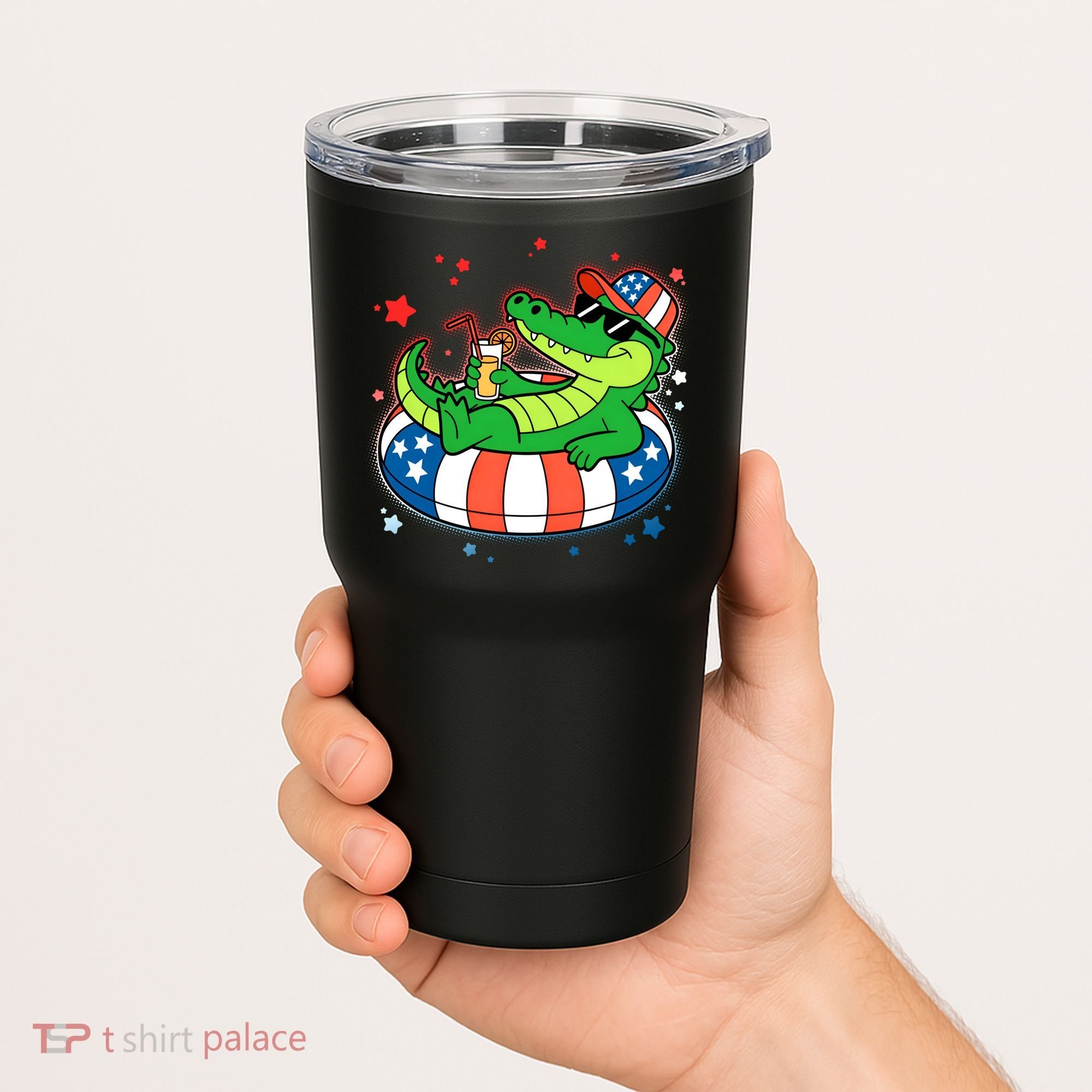 Funny Patriotic 4th Of July Alligator Crocodile Pool Float Tube Tumbler
