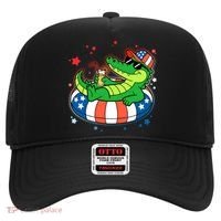 Funny Patriotic 4th Of July Alligator Crocodile Pool Float Tube Hat thumb 0