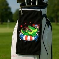 Funny Patriotic 4th Of July Alligator Crocodile Pool Float Tube Golf Towel thumb 2