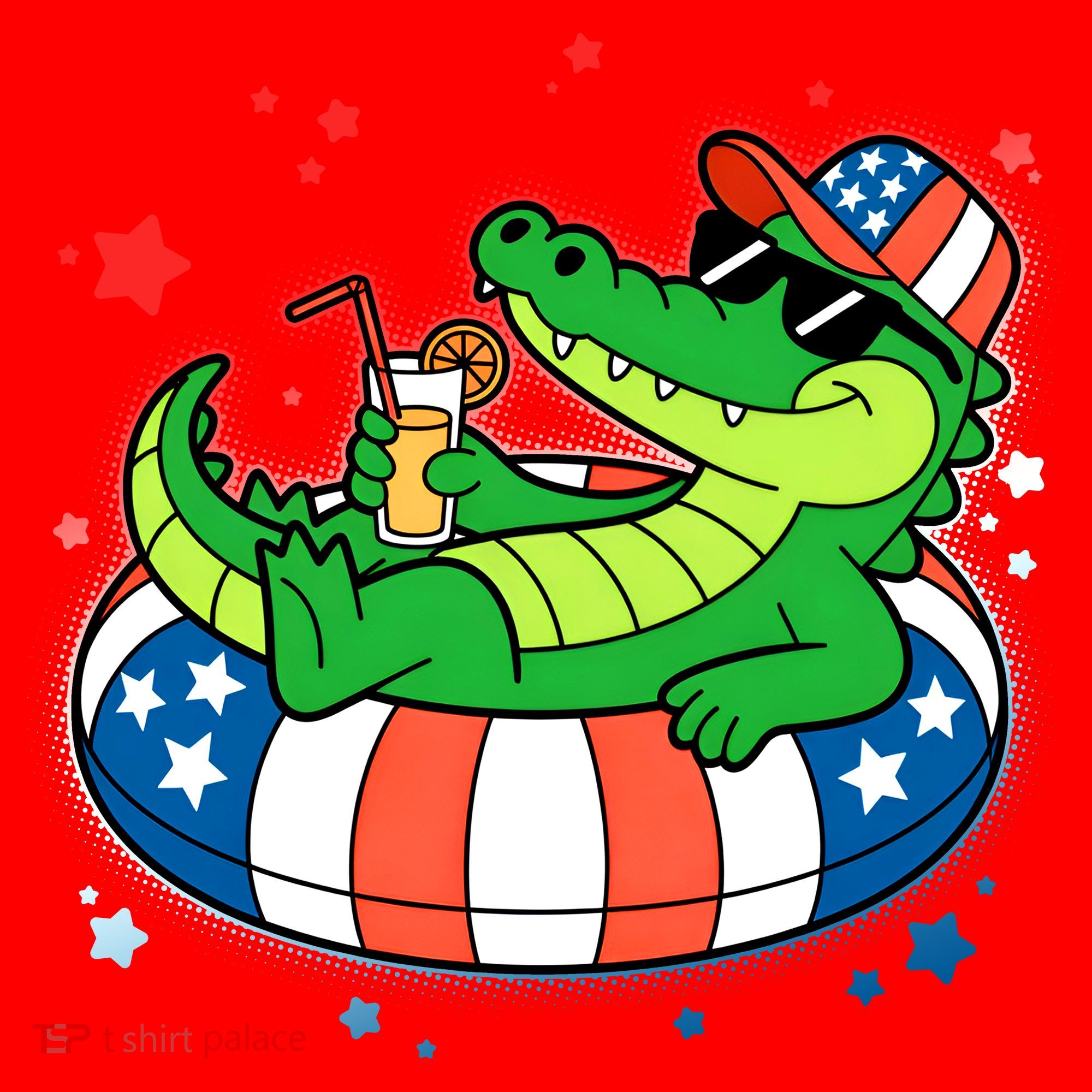 Funny Patriotic 4th Of July Alligator Crocodile Pool Float Tube Santa Hat