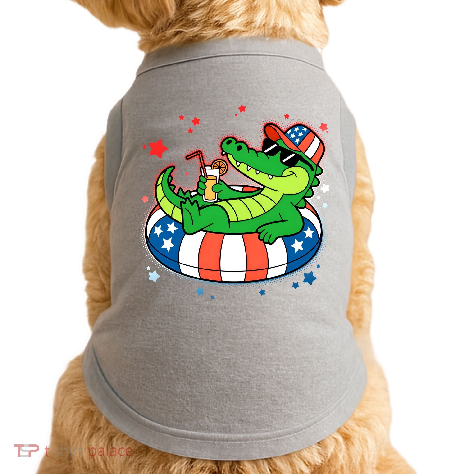 Funny Patriotic 4th Of July Alligator Crocodile Pool Float Tube Doggie Tank