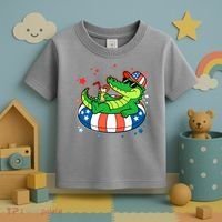 Funny Patriotic 4th Of July Alligator Crocodile Pool Float Tube Toddler T-Shirt thumb 3