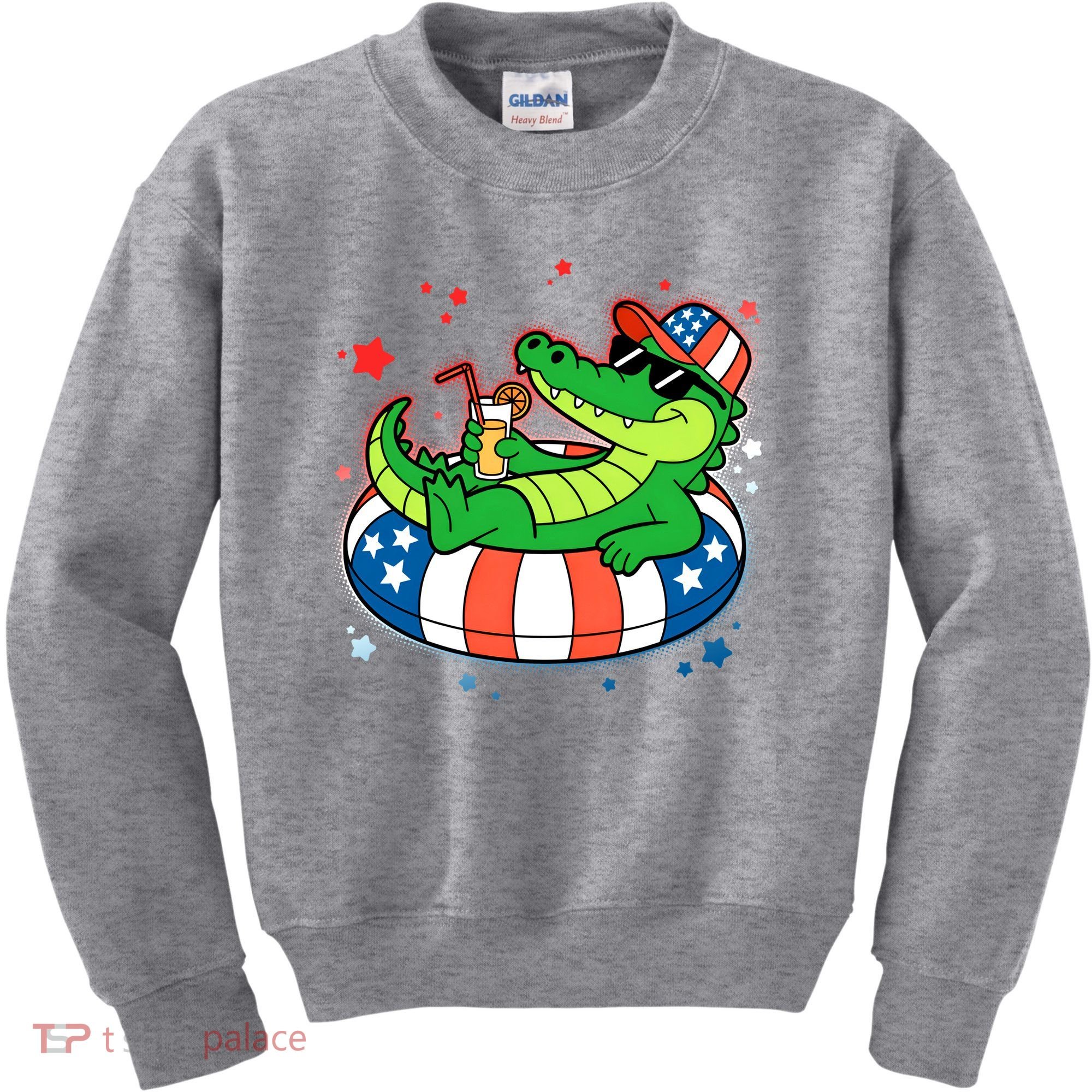 Funny Patriotic 4th Of July Alligator Crocodile Pool Float Tube Kids Sweatshirt