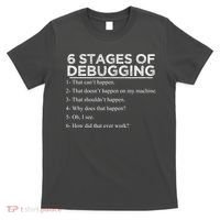 Funny Programmer 6 Stages Of Debugging T-Shirt thumb 0