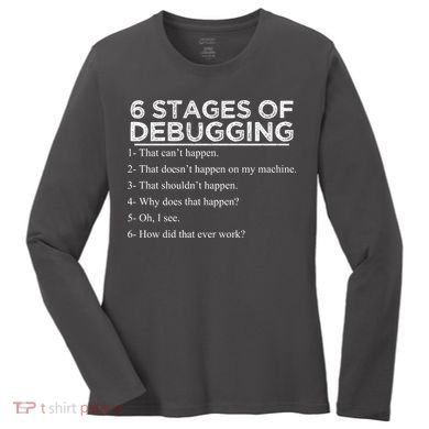 Funny Programmer 6 Stages Of Debugging Women's Long Sleeve Shirt